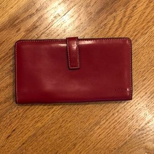 Lodis red leather full length bi-fold wallet